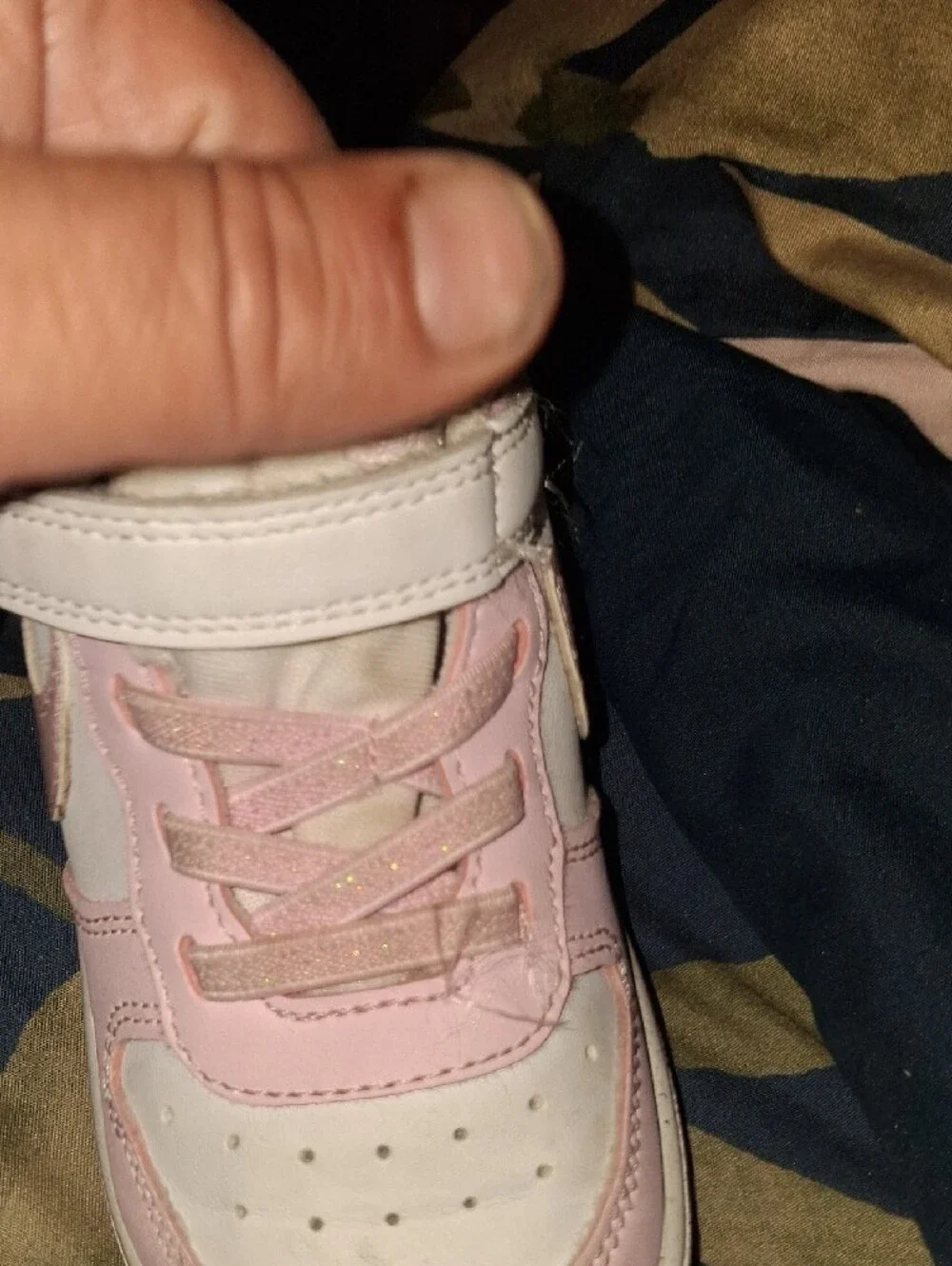 Nike Kids Pink and White High-Top Velcro Sneaker